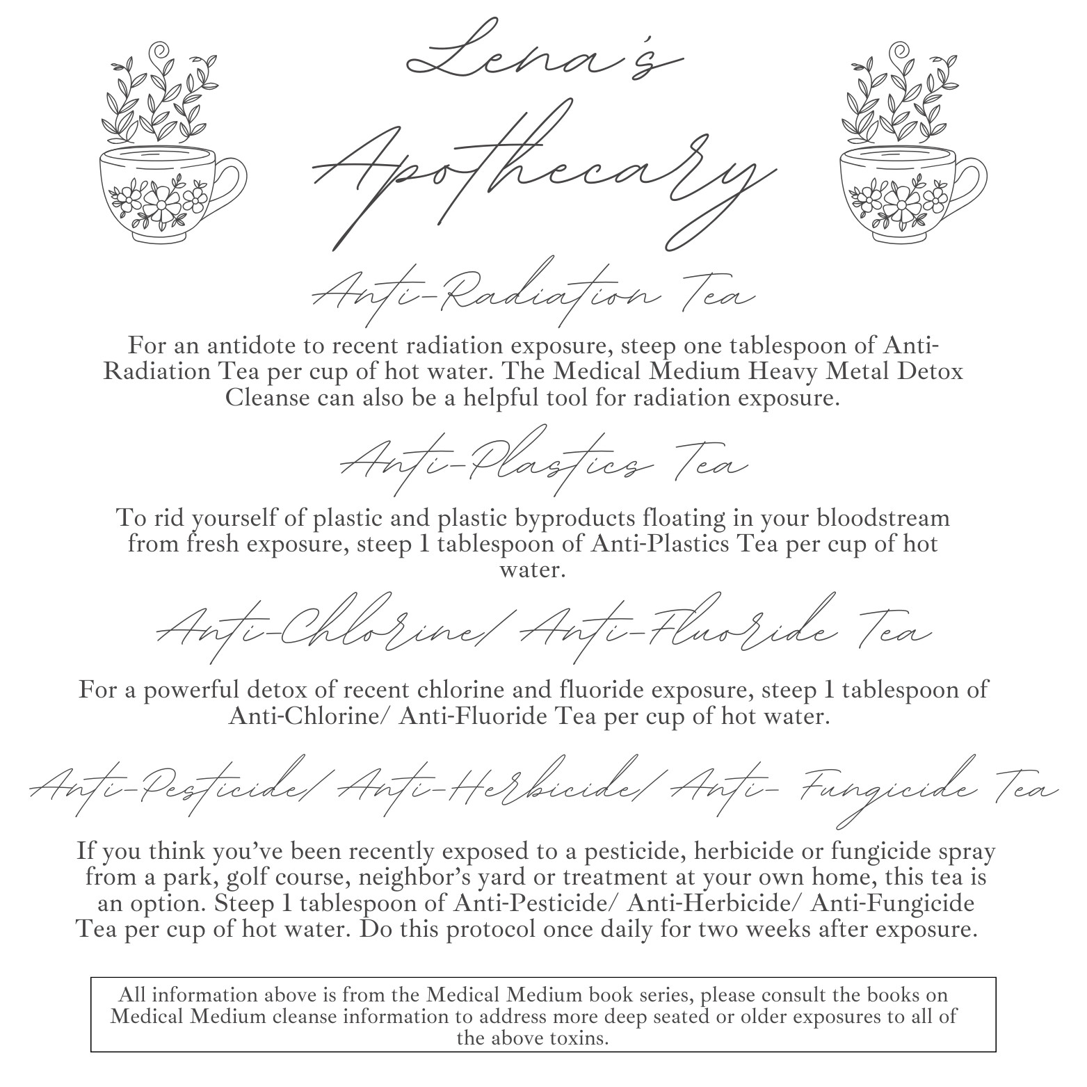 4 Loose Leaf Detoxifying Tea Sampler Set, Tea Gift Set, Apothecary Gift