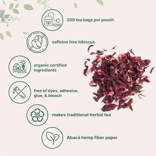 Bolsitas De Te De Hibisco Organico, 200 Unidades | Sin Cafeina, Fuente De Flo…