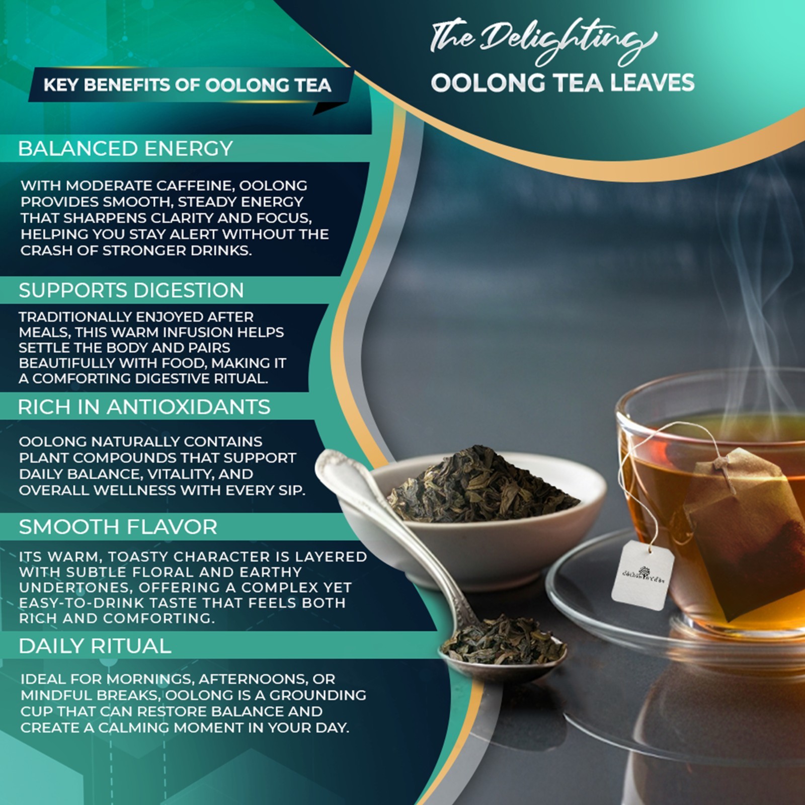 Golden Herbs Japanese Oolong Tea Lightly Oxidized for Smooth Flavor & Aromatic