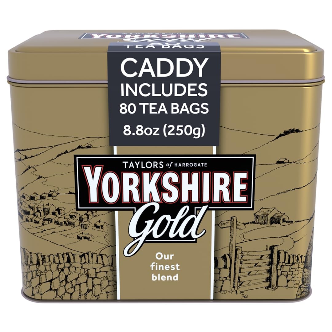 , Gold, 80 Teabags, Gift Tin Caddy, Premium Blend, Rich, Smooth, and Satisfyi…