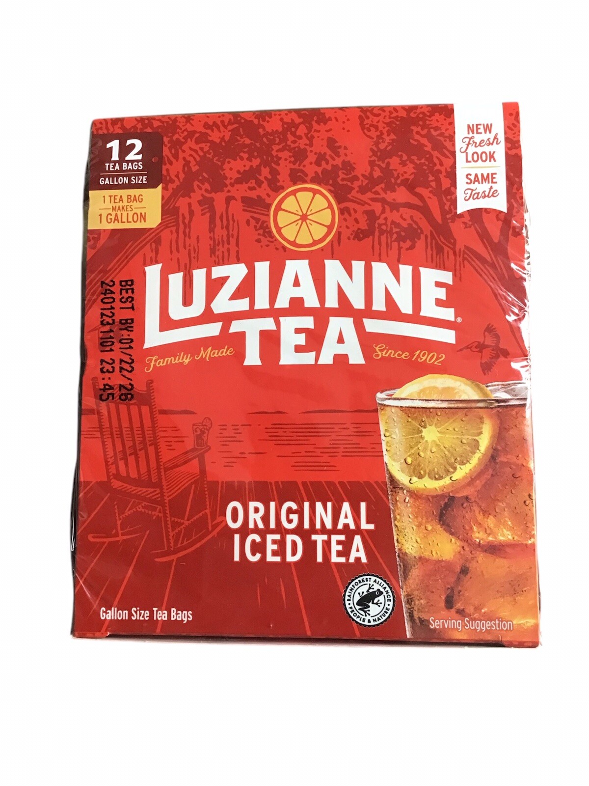 1 BOX Luzianne Unsweetened Iced Tea, Single Serve Pods, Gallon Size,12 per box