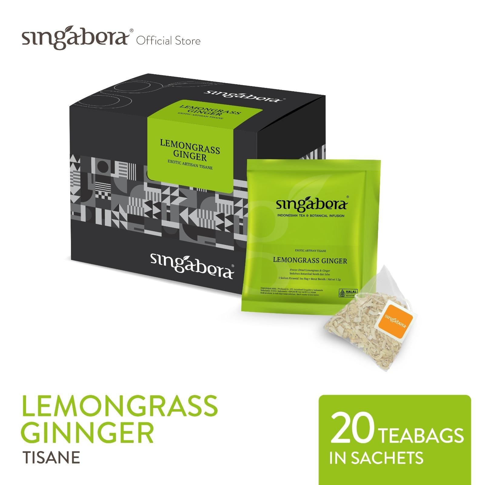 KP Singabera Lemongrass Ginger Herbal Infusion Tea Caffeine-Free Halal 20Teabags