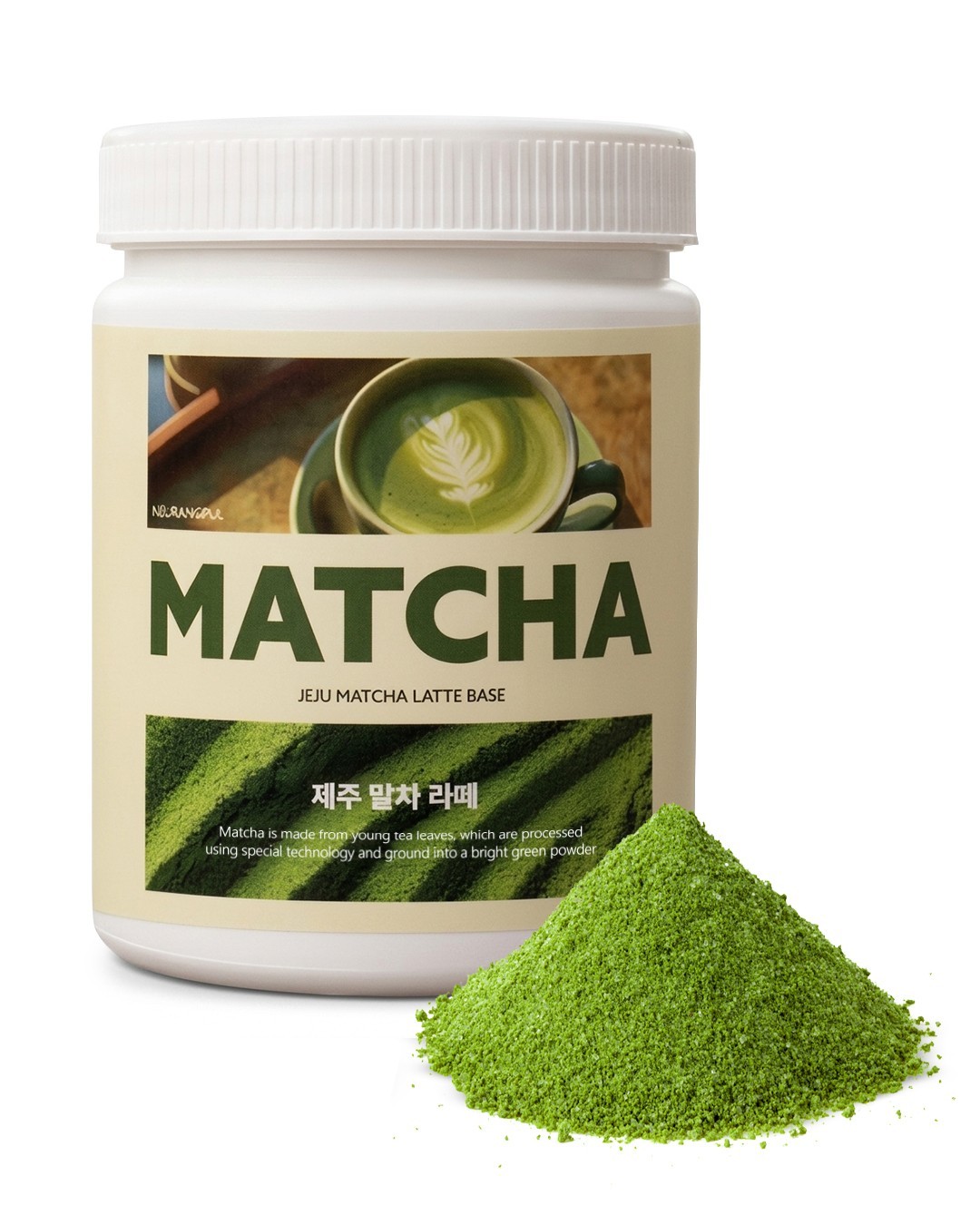 NEURANGPUL Korean Jeju Matcha Latte Powder Base 400g (14.1oz) Green Tea Latte