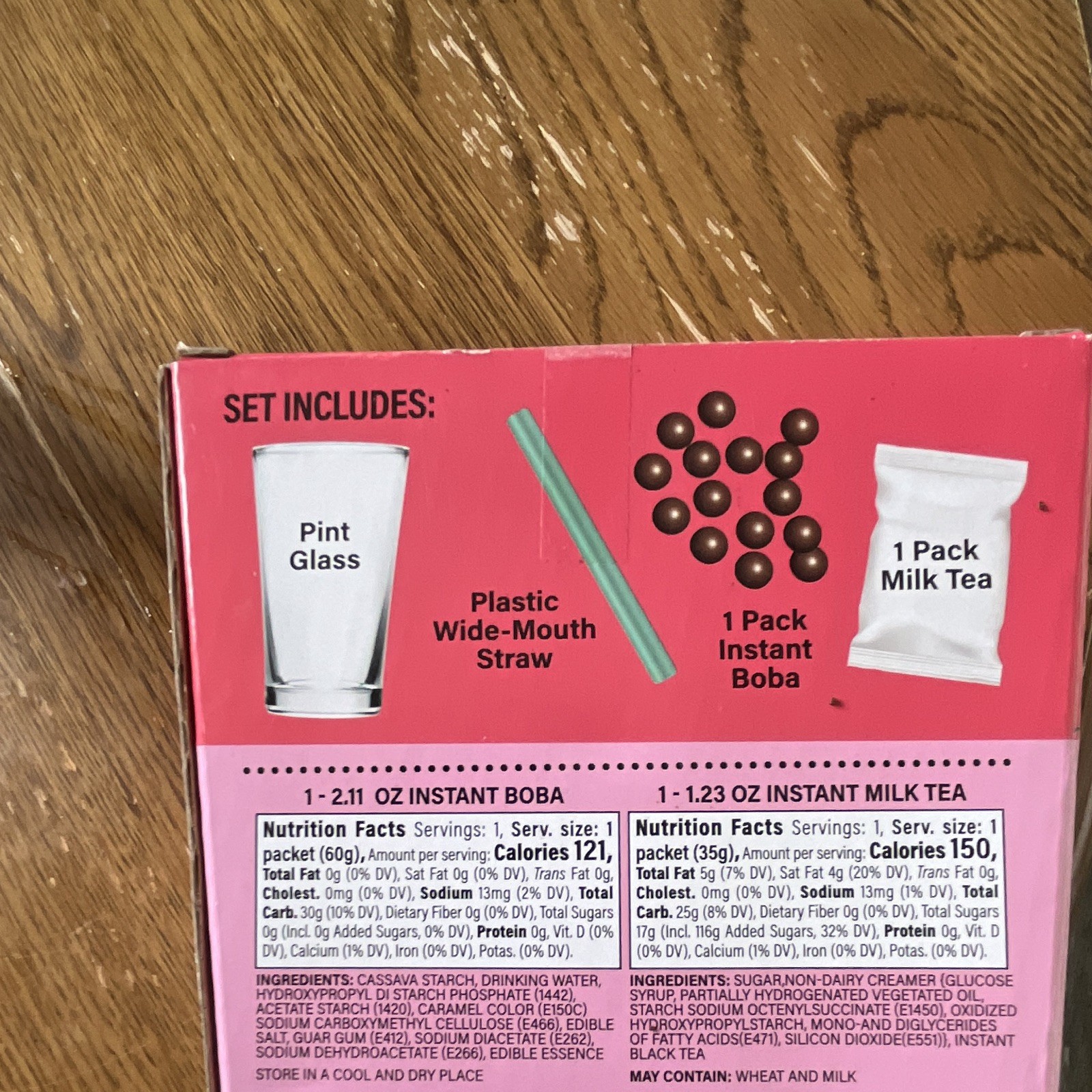 Instant Bubble Tea Kit w/ Boba, Milk Tea Mix, Pint Glass & Straw, 3.34 oz