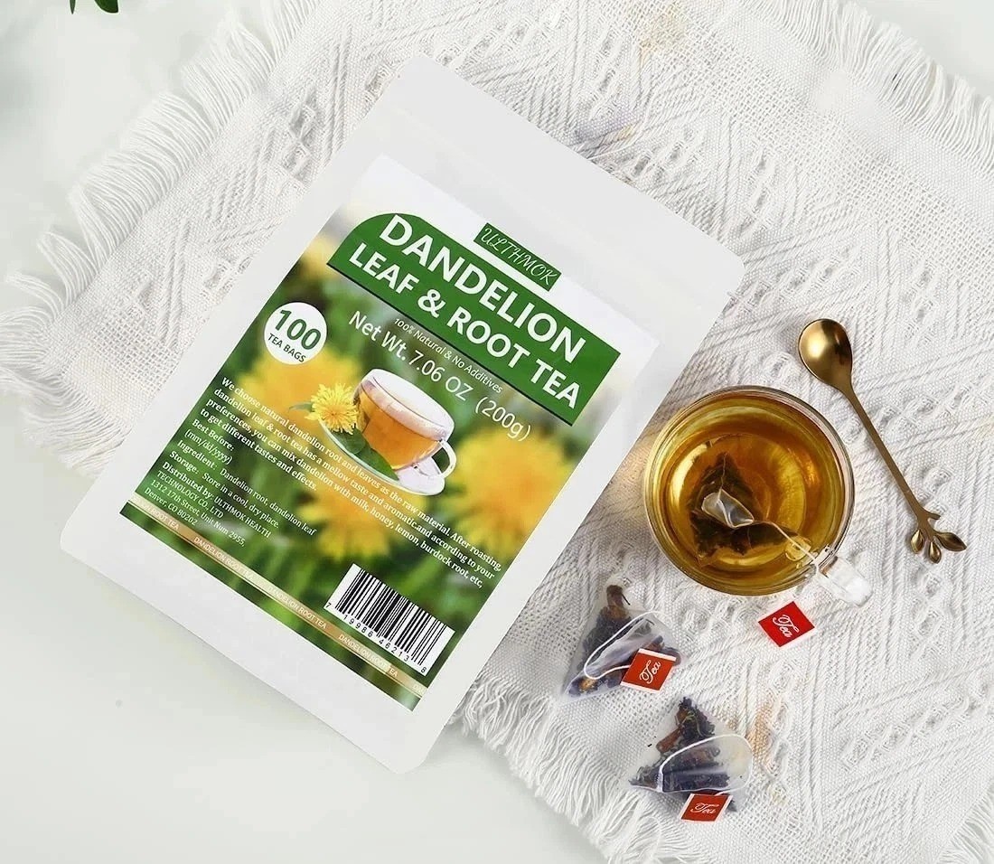 Dandelion Tea 100-Leaf & Root Herbal Tea Bags for Liver & Kidney Health Detox