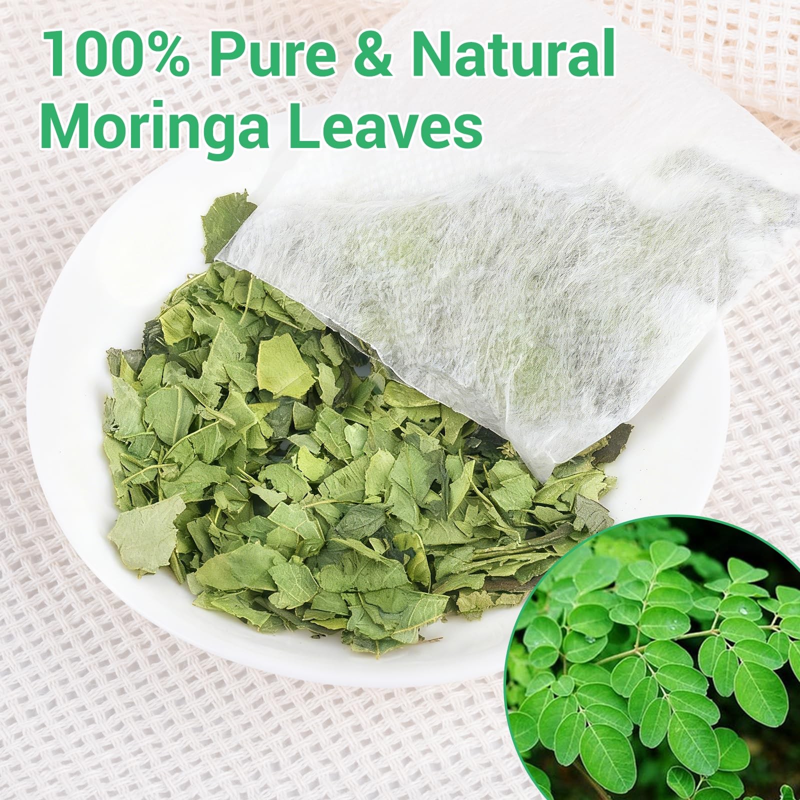 Moringa Tea, 100% Pure & Natural Leaves Herbal Tea 50 Bags/1 Pack