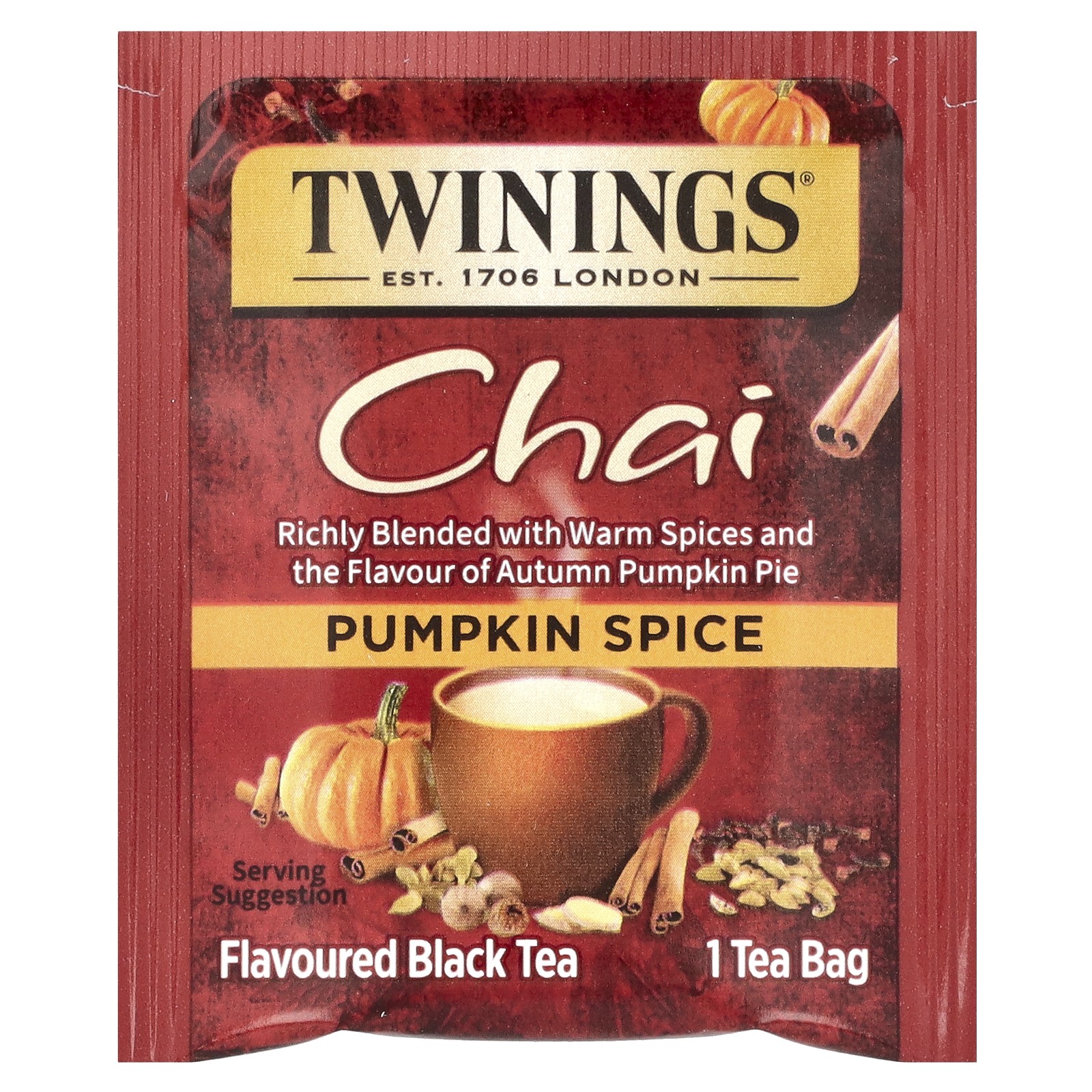 Black Tea, Chai, Pumpkin Spice, 20 Tea Bags, 1.41 oz (40 g)