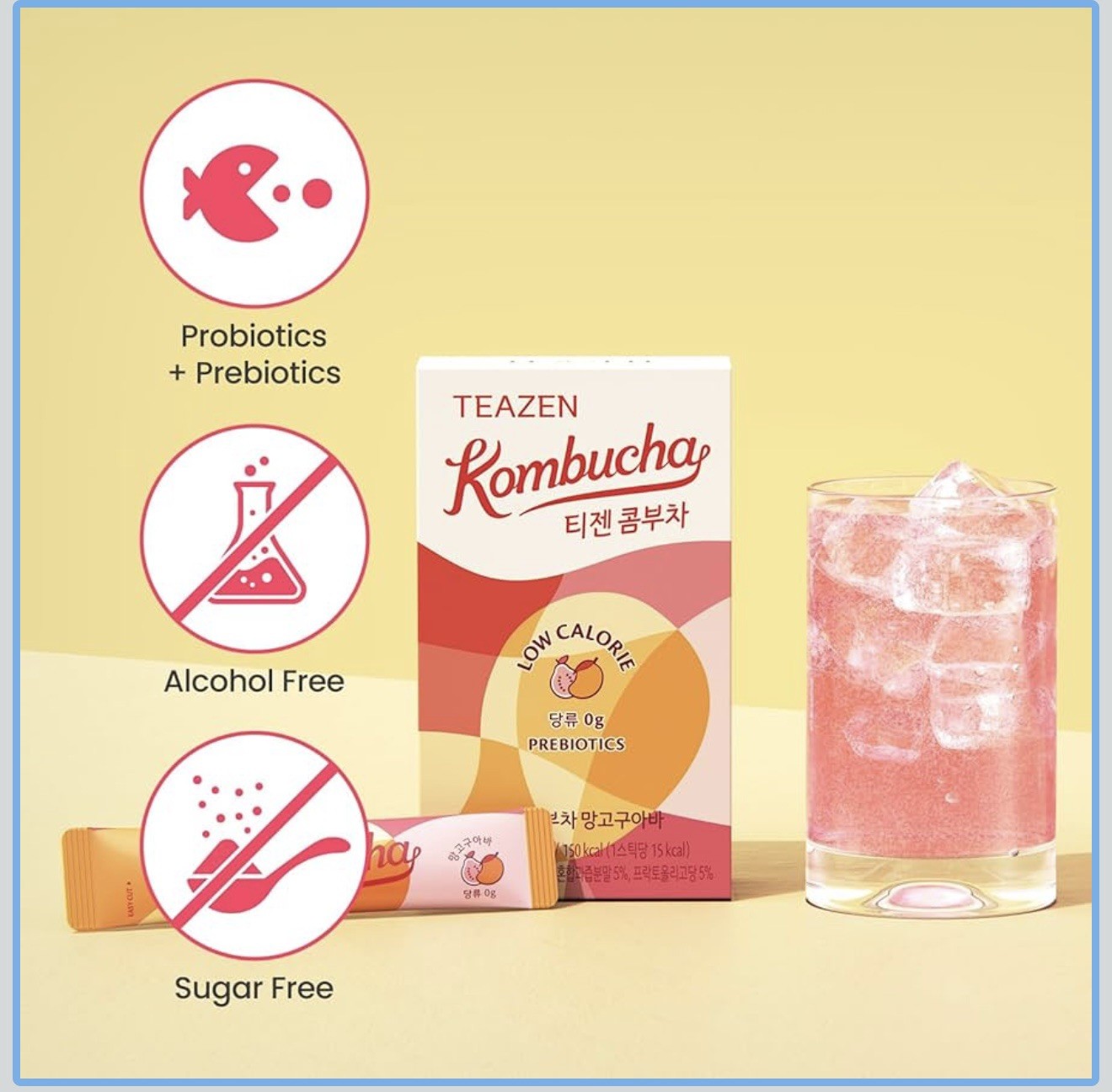 TEAZEN Mango Guava Kombucha Tea, Hydration Drink Mix, 10 Sticks final sale !