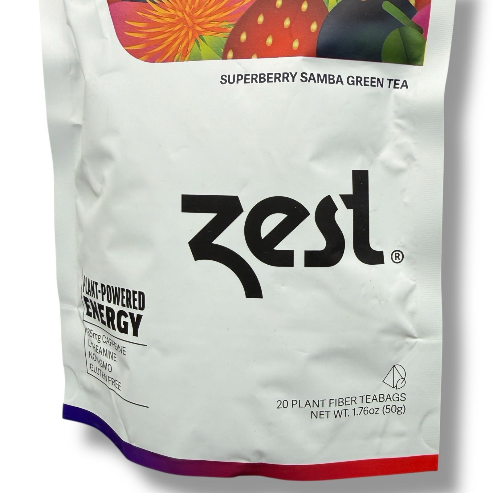 Zest Energy Superberry Samba Green Tea 20 Bags 135mg Caffeine Keto Friendly