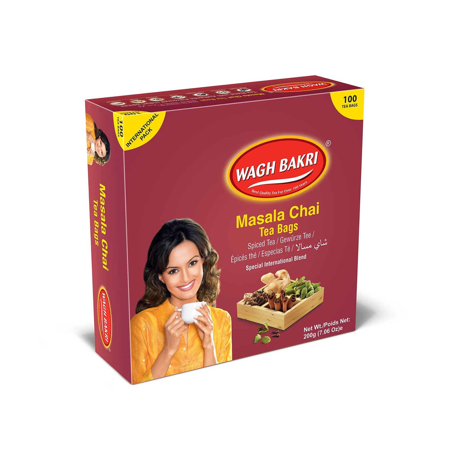 Masala Chai Tea Bags, 100 Tea bags of Special International Blend, 200 grams