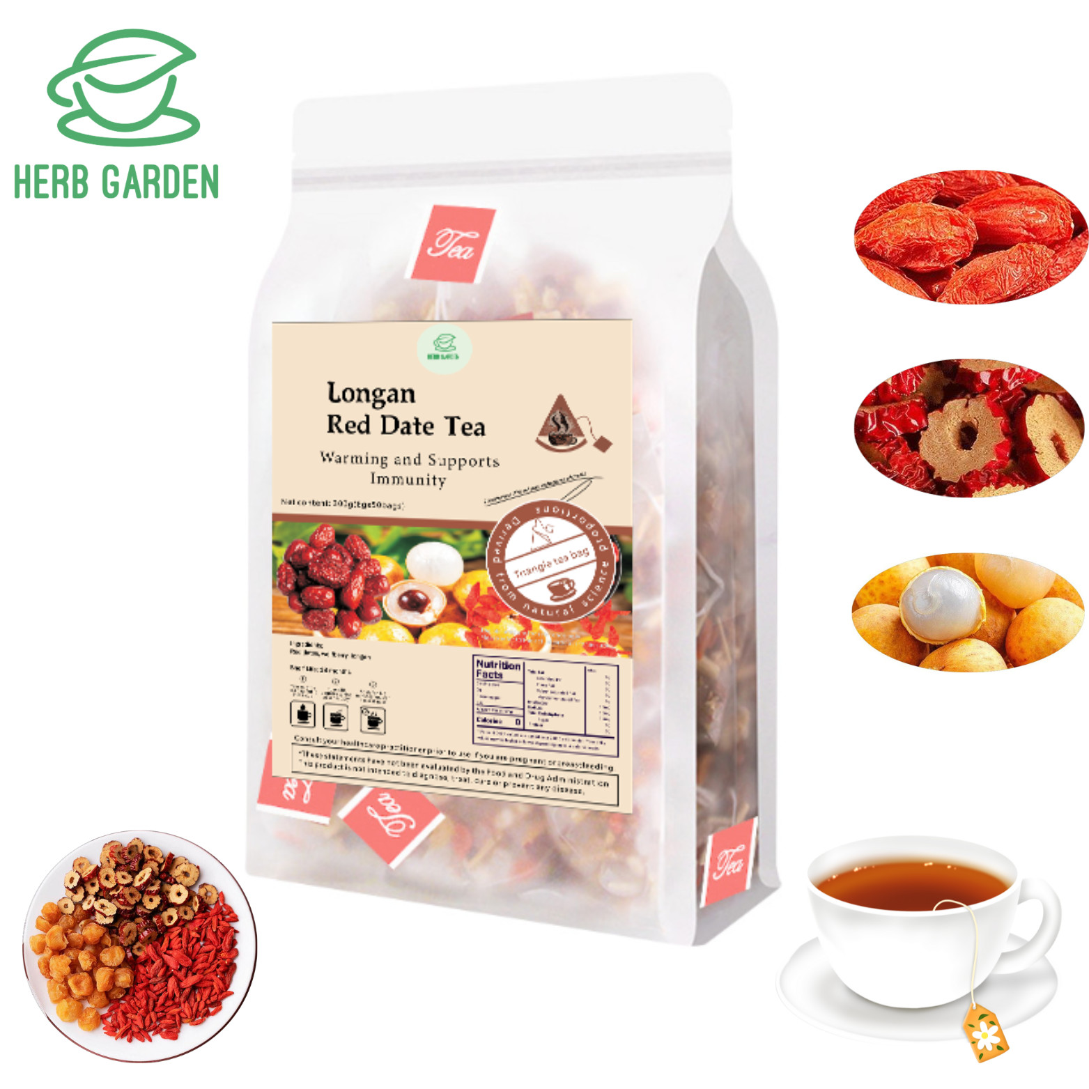 Tea-Traditional Chinese Herbal Tea for Women with Jujube Red Dates,Longan, Sweet