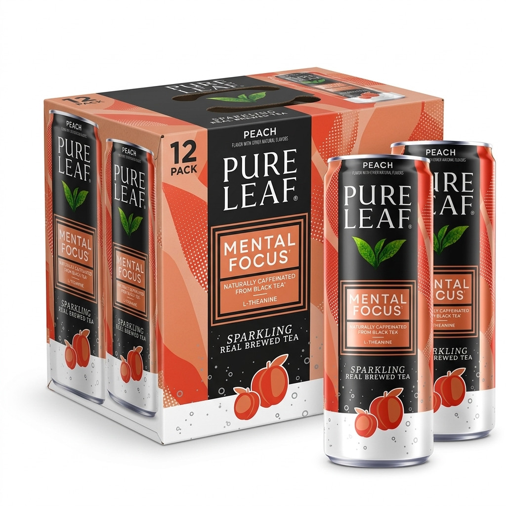 Pure Leaf Peach Sparkling Tea 12oz Cans 12 Pack New Free Shipping USA