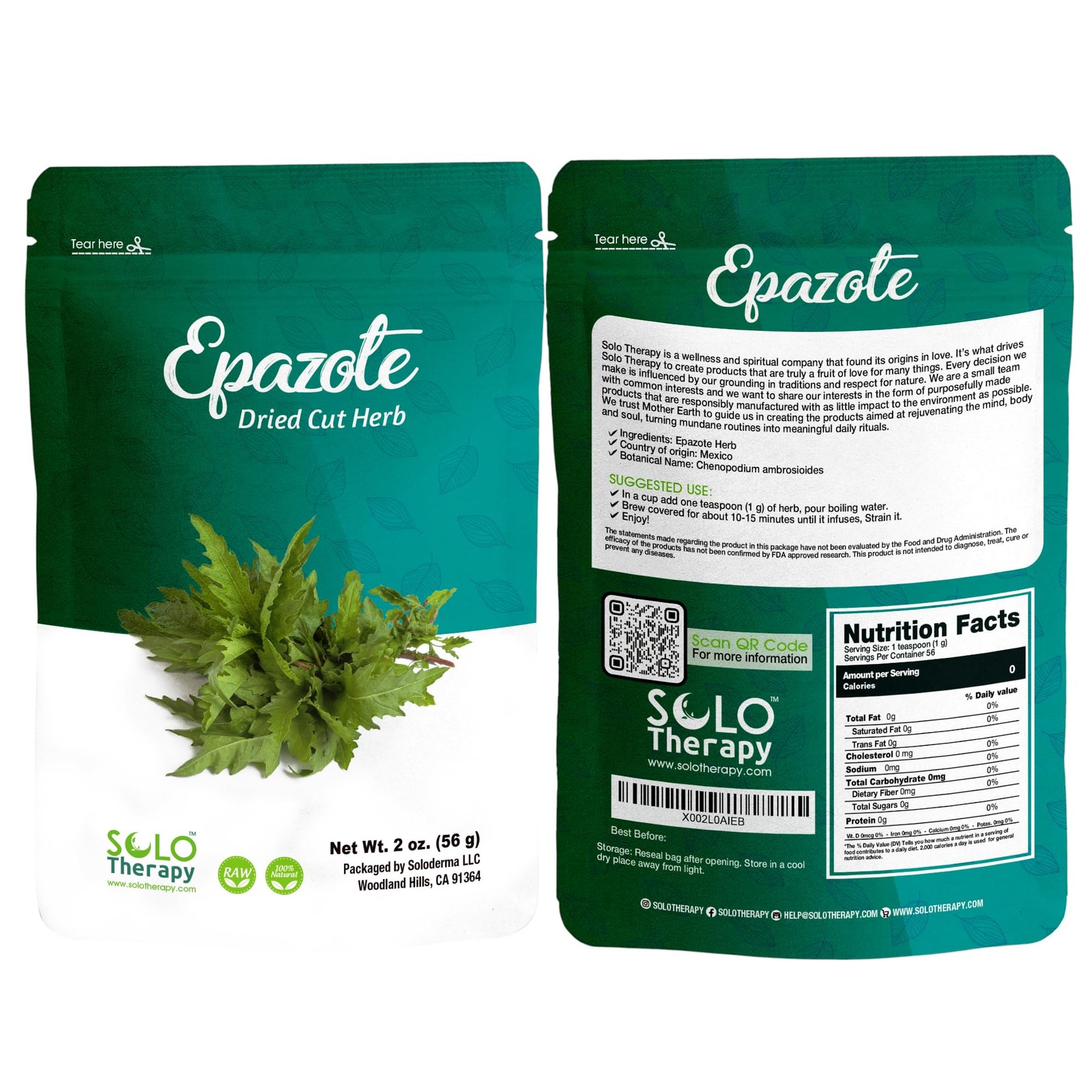 Certified Organic Epazote Dried Cut Herb , 2 oz. , Epazote Natural , Mexican Sea
