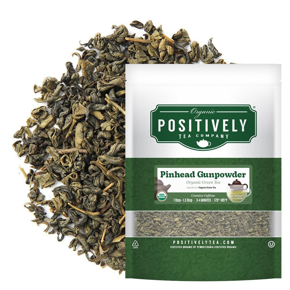 , Pinhead Gunpowder Green Tea, Loose Leaf, 16 Ounce