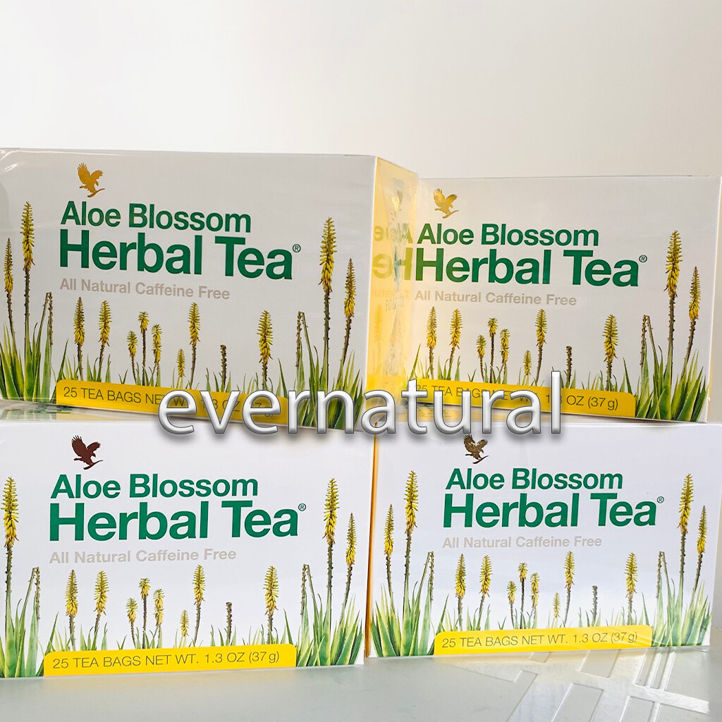 4 boxes of Forever Aloe Blossom Herbal TEA (25 bags ea.) Exp 2025