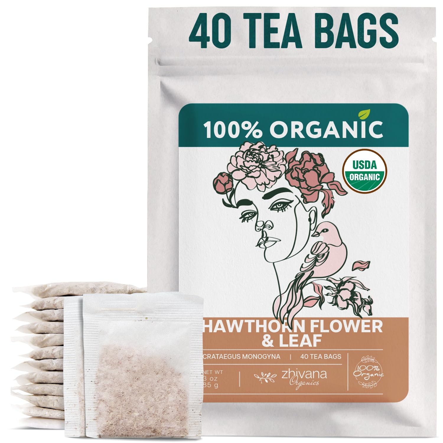 Hawthorn Tea Organic (40 Tea Bags) – Hawthorn Leaf Tea – Hawthorne TeaBags fo…
