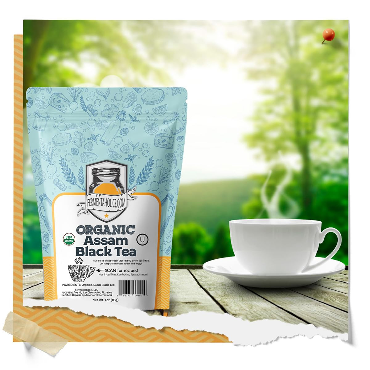 Fermentaholics Assam Black Tea – 4 Oz – USDA Certified Organic Loose Leaf – OU K
