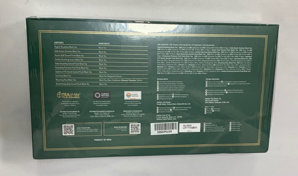 VAHDAM Black Tea Sampler 10 Loose Leaf Tea Flavors Gift Set -New Sealed