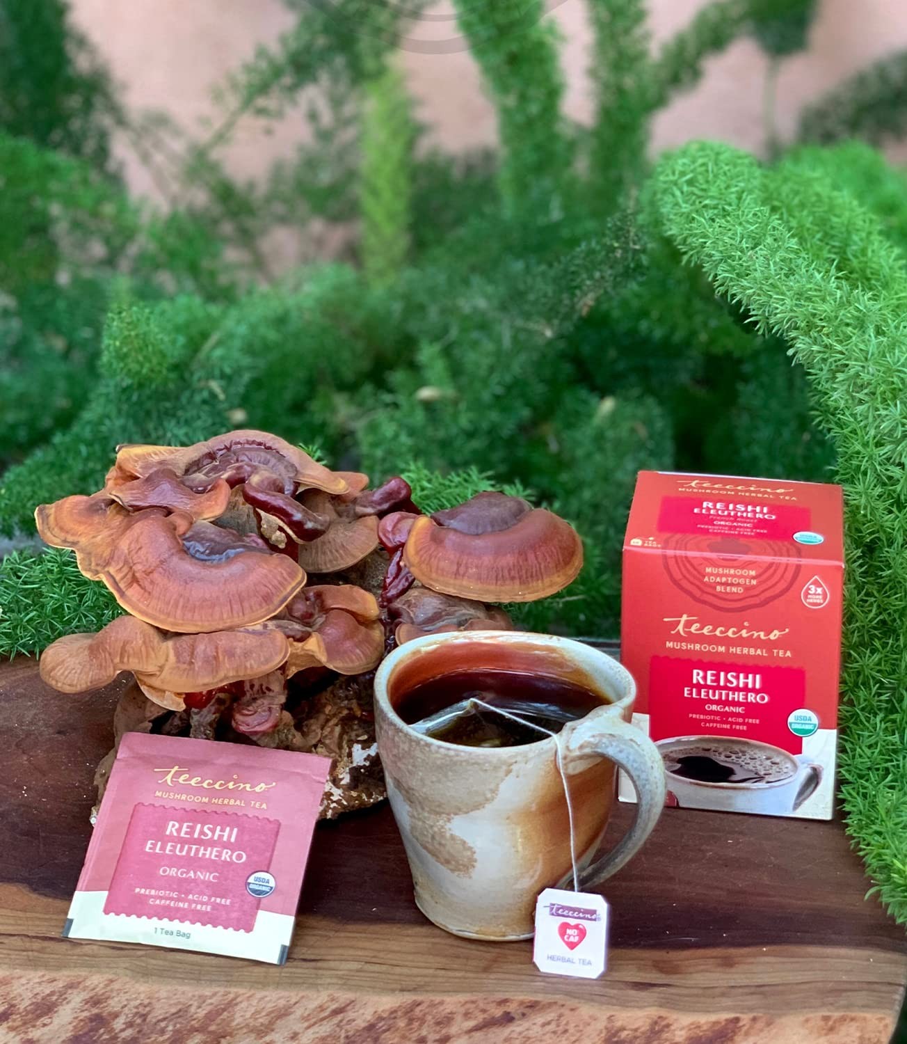 Teeccino Reishi Eleuthero Tea French Roast Organic Mushroom Adaptogenic Her…