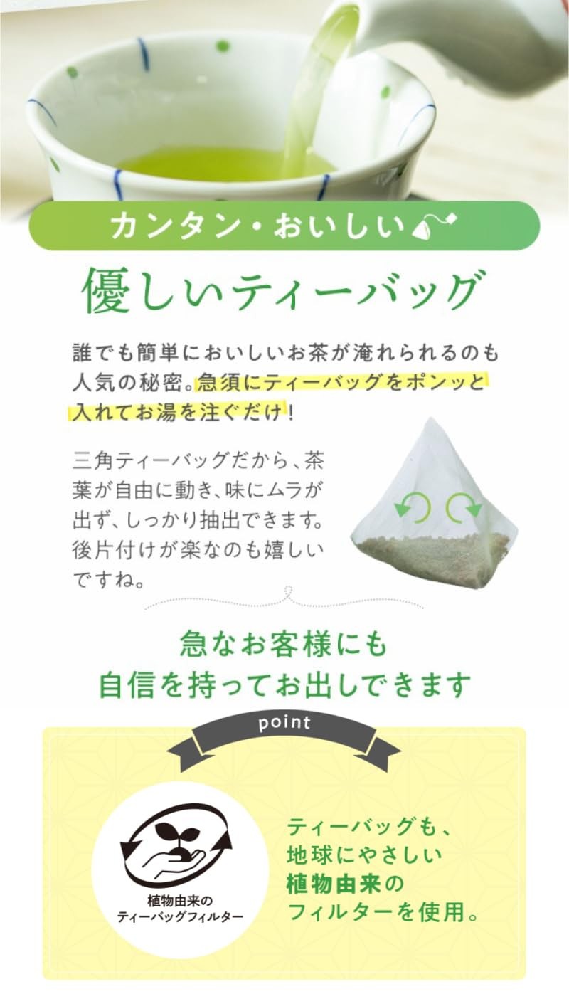 Tea Life Matcha-infused Whole Triangle Tea for Teapots, 5g x 20 packets, Roasted