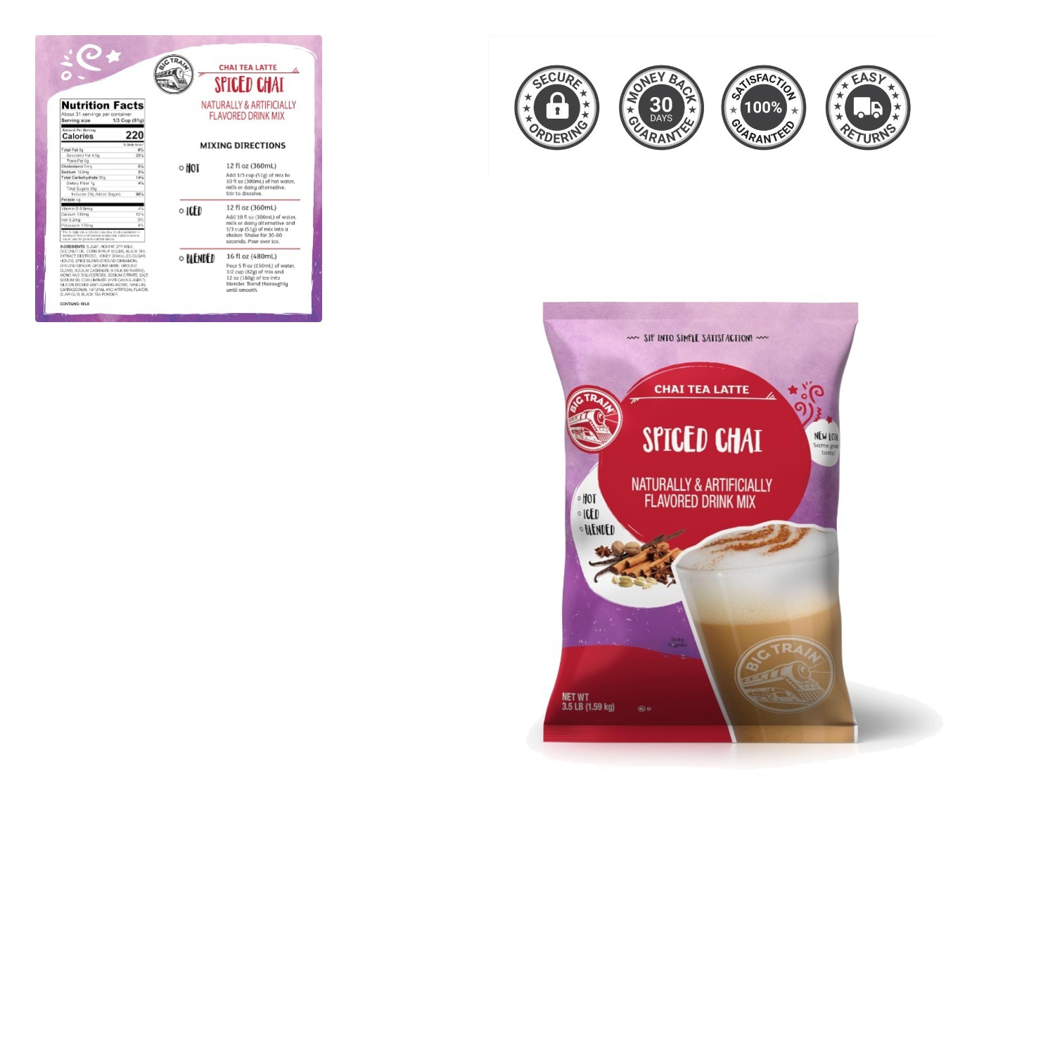 Gourmet Spiced Chai Tea Mix – 3.5lb Bag, Real Ingredients & Medium Caffeine