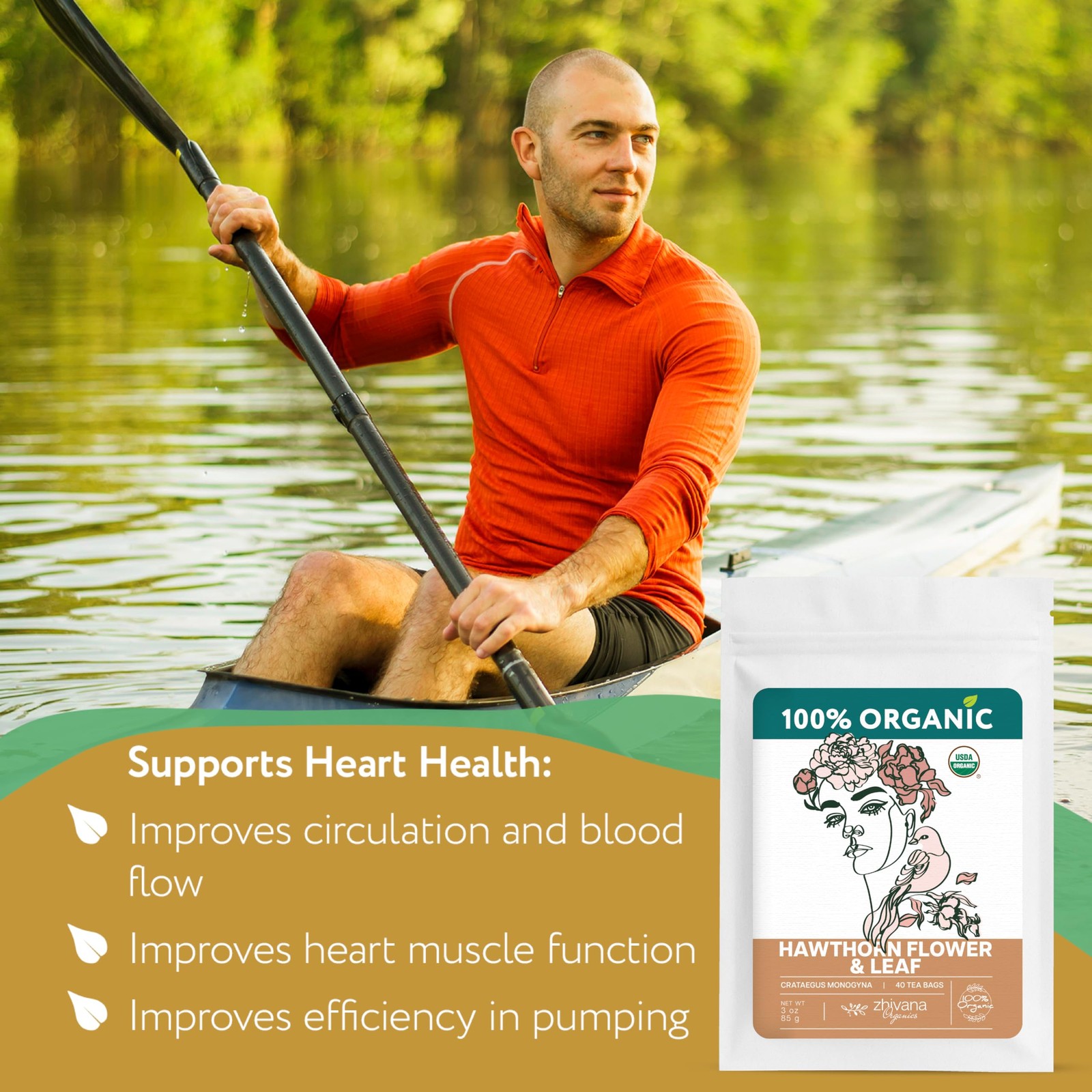 Hawthorn Tea Organic (40 Tea Bags) – Hawthorn Leaf Tea – Hawthorne TeaBags fo…