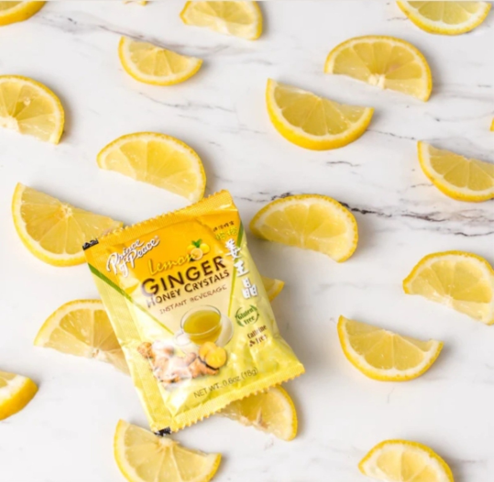 Pack of 6 Lemon Ginger Tea Instant Ginger Honey Crystals, 30 Sachets