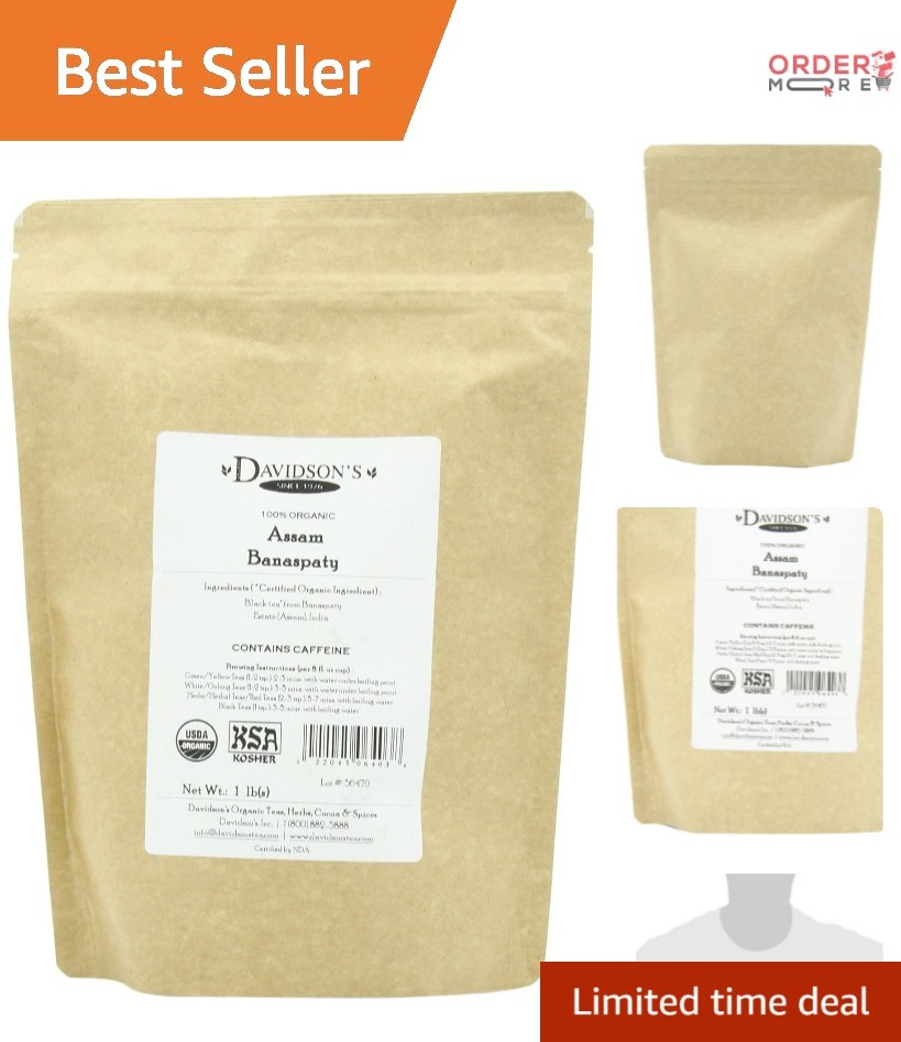 Organic Assam Black Tea Bulk 1Lb Malty Full-Bodied Estate Brew
