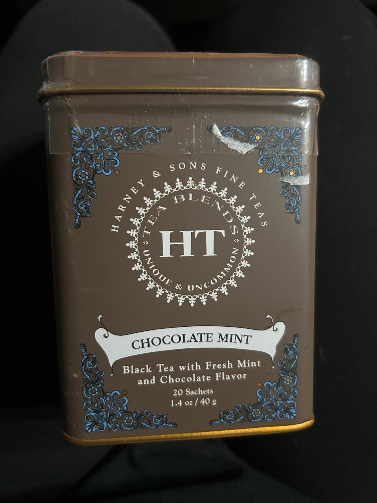 Harney & Sons Chocolate Mint Flavored Black Tea – 20 Sachets Per Tin