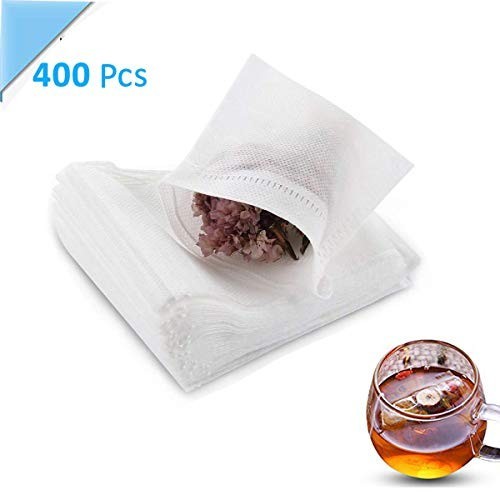 400 Pcs Disposable Tea Filter Bags – Empty Cotton Drawstring Seal for Loose Leaf