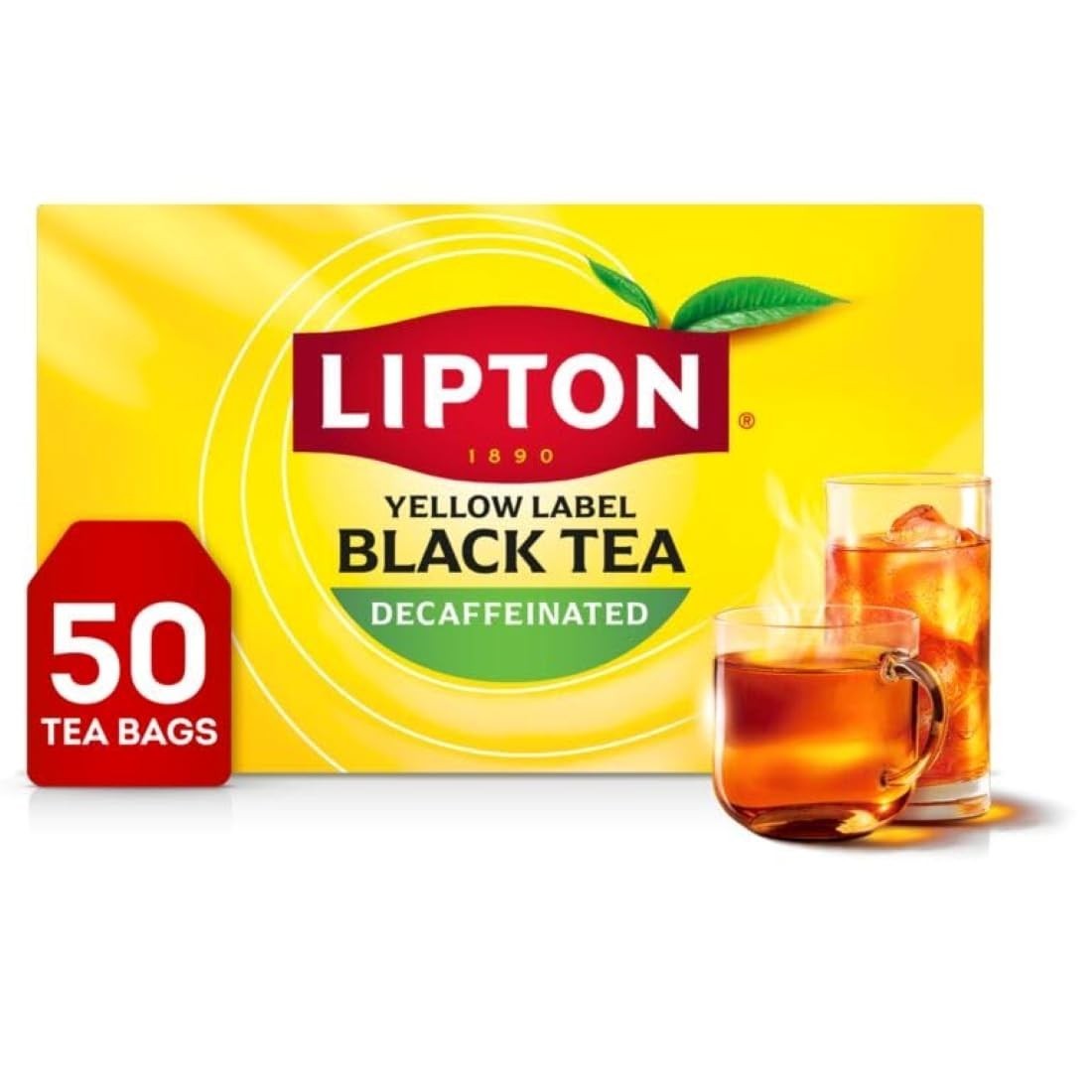 Lipton Decaffeinated Black Tea 50 Bags Yellow Label Decaf Blend USA Seller