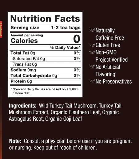 Turkey Tail Mushroom Tea Organic Herbal Blend Caffeine Free Non Gmo 1 Ounce