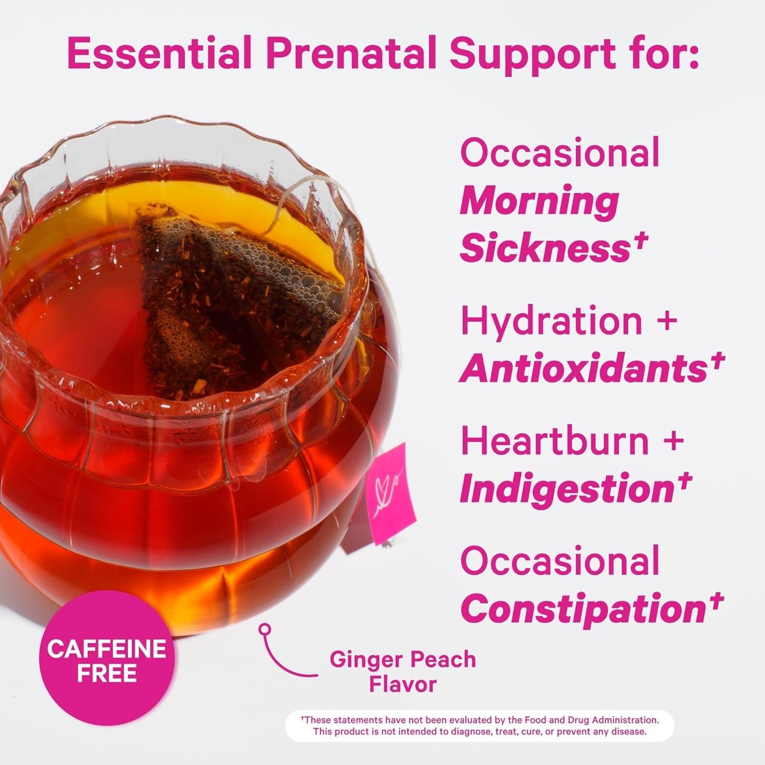 Natural Ginger Peach Tea for Pregnancy – 15 Sachets for Morning Sickness Support