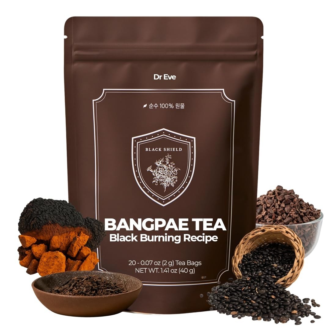 BANGPAE Tea with Puer, Chaga Mushroom, Black Soybean, and Cacao – Detox Tea f…