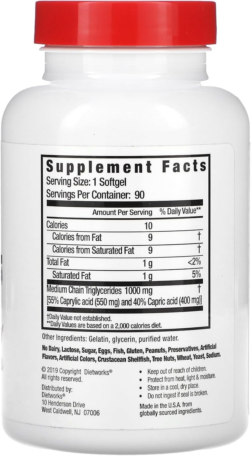 Mct Oil Softgels, Supports Fat Burning, Boost Metabolism, Natural Source of E…