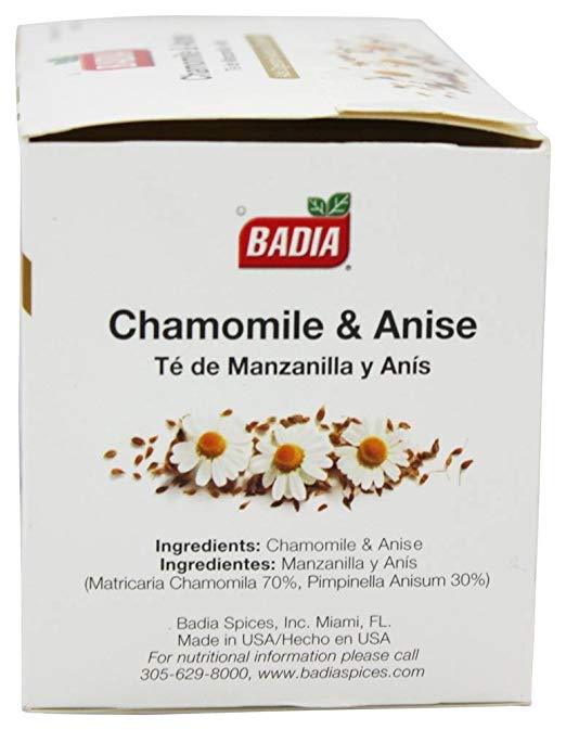 Badia Chamomile & anise tea /Te De Manzanilla y Anise 25 tea bags (each box)