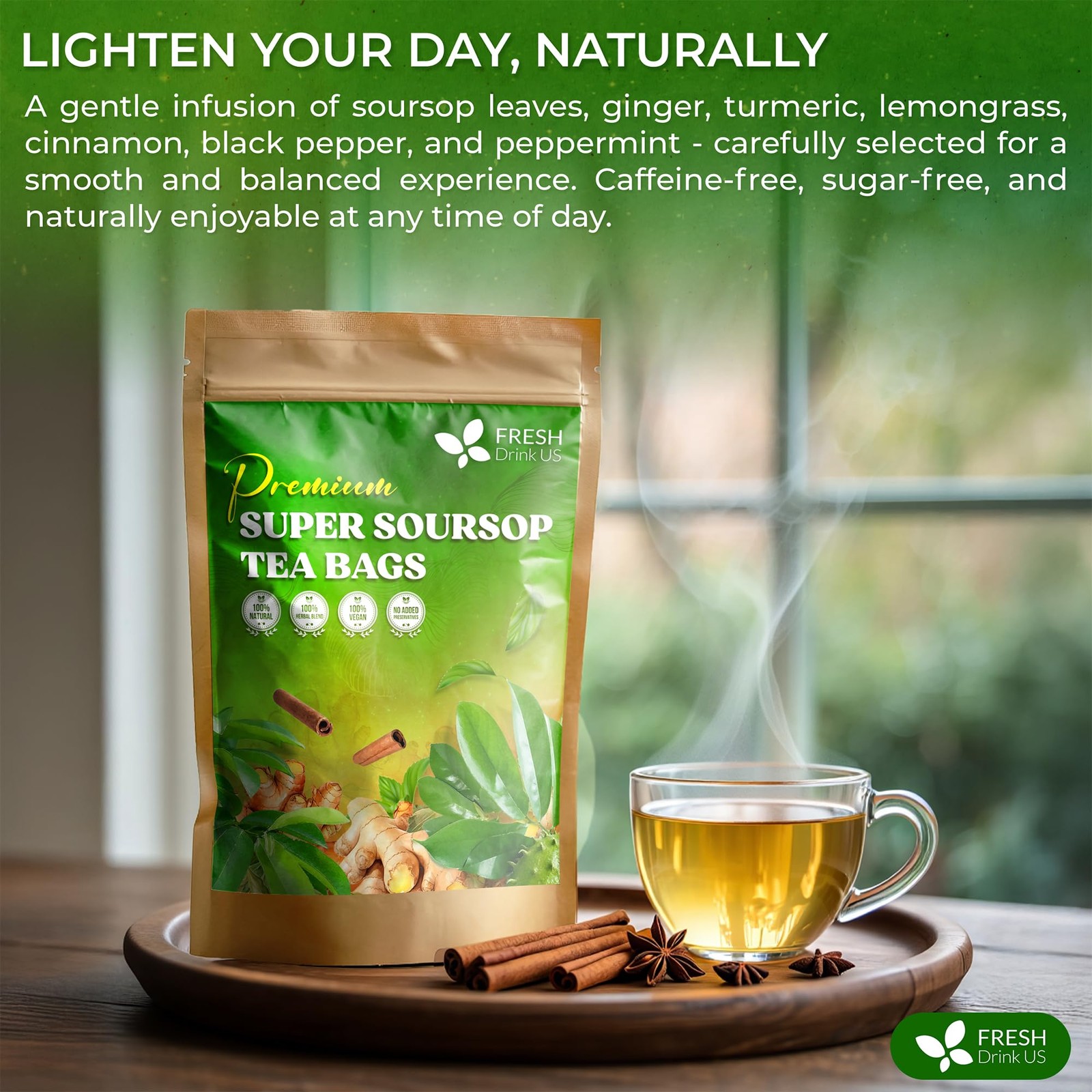 , Super Soursop Herbal Tea – 40 Tea Bags | Soursop, Ginger, Turmeric, Lemongr…
