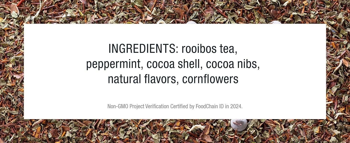 Cocoa Mint Chill Loose Leaf Tea, Chocolate Peppermint Herbal Rooibos Blend,