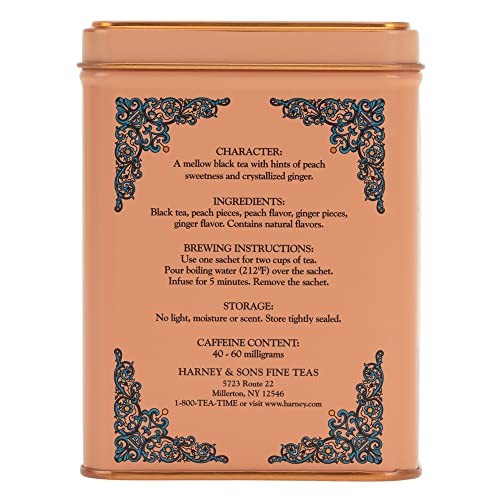 Harney Sons Ginger Peach Black Tea 20 Sachets Fruity and Zesty Blend