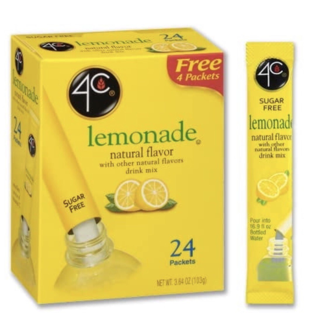 4C Lemonade drink mix. 24 packets