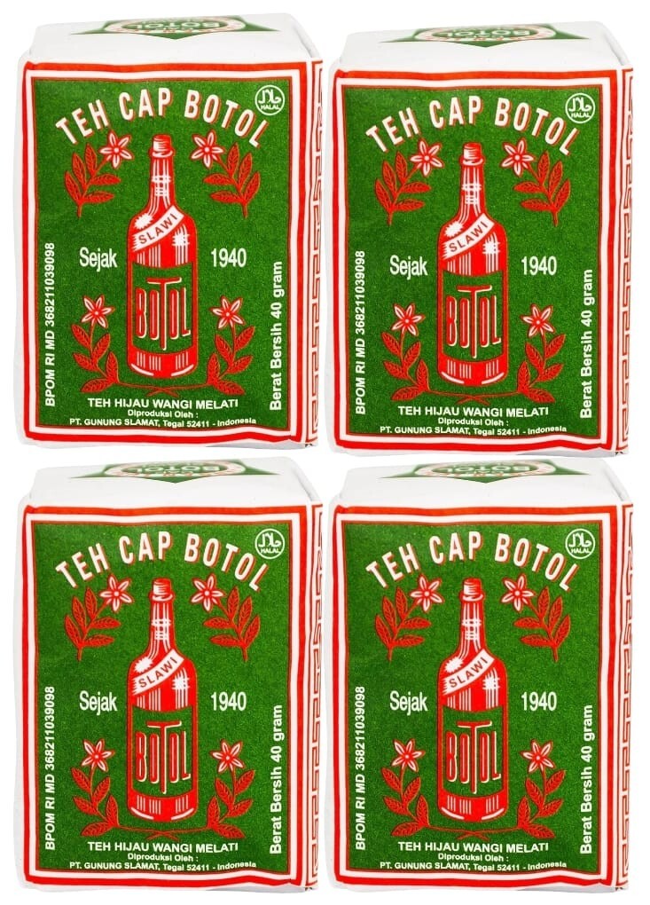 Teh Cap Botol, Teh Hijau Wangi Melati, Green Pack, 40g (Pack of 4)