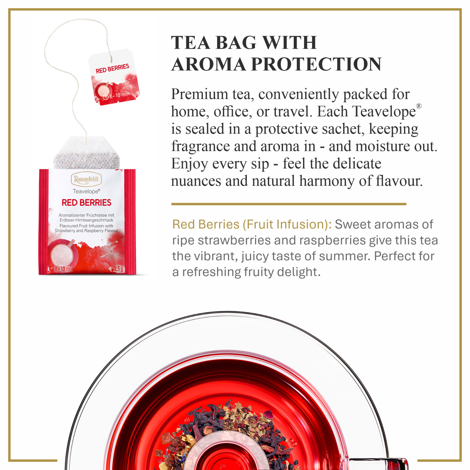 Ronnefeldt Red Berries Fruit German Tea Bags 25 Count 2 Pack Caffeine Free