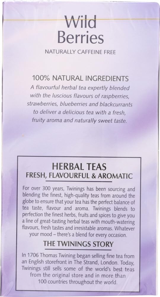 Twinings Wild Berries Herbal Tea 20 Count Naturally Caffeine Free Fresh Flavor