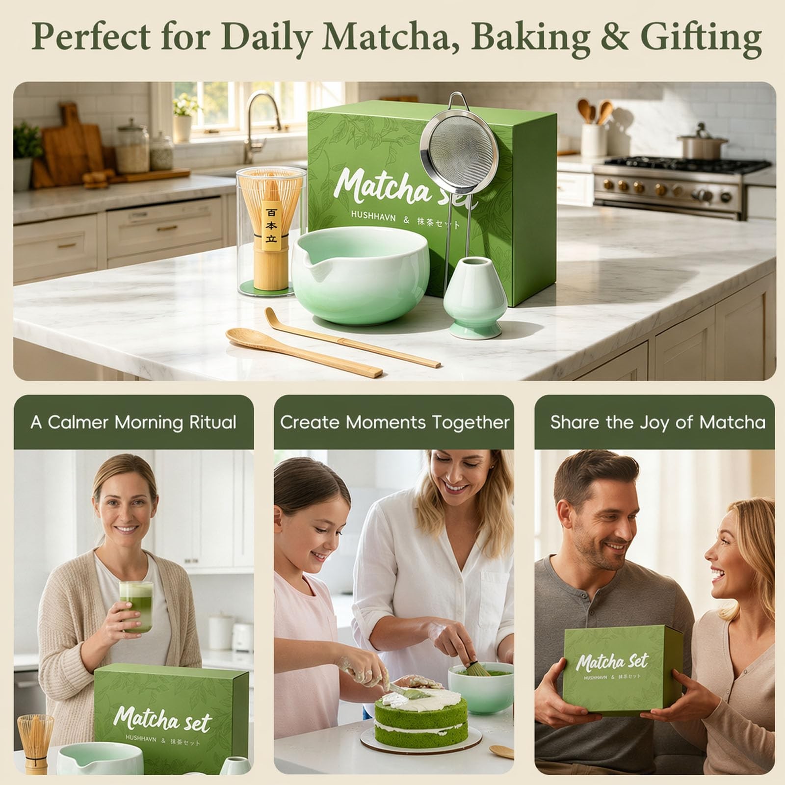 Matcha Whisk Set, Ceramic Matcha Set Includes Bowl & Holder, Bamboo Whisk (Ch…
