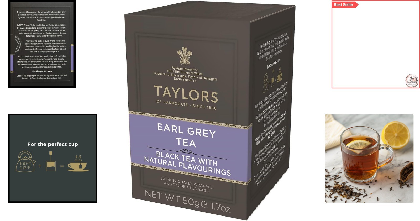 Earl Grey Black Tea – Individually Wrapped, Fragrant & Light, 20 Bags