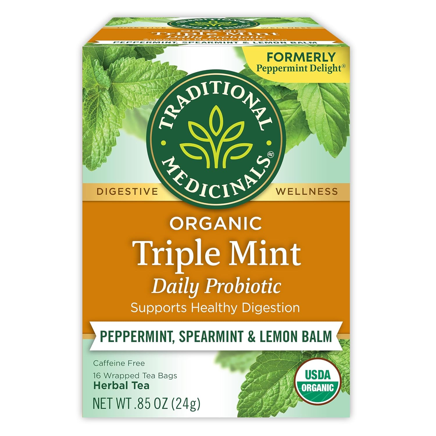 Organic Belly Comfort Peppermint Tea, Kosher, Non-Gmo, Caffeine-Free, Compostabl