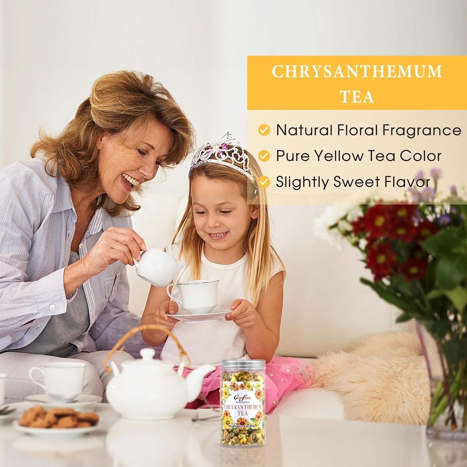 1.4oz Edible Dried Chrysanthemum Flowers – Natural Sweet Herbal Tea Gift