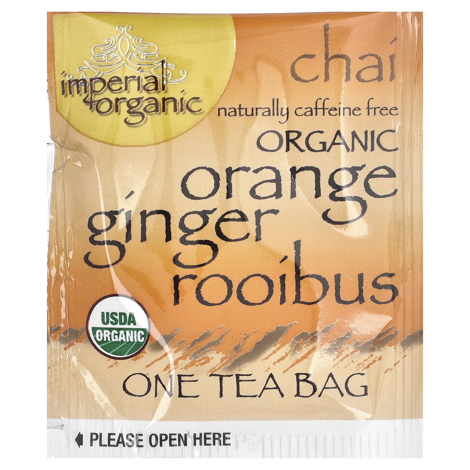 Imperial Organic, Orange Ginger Rooibus Chai, Caffeine Free, 18 Tea Bags, 1.14
