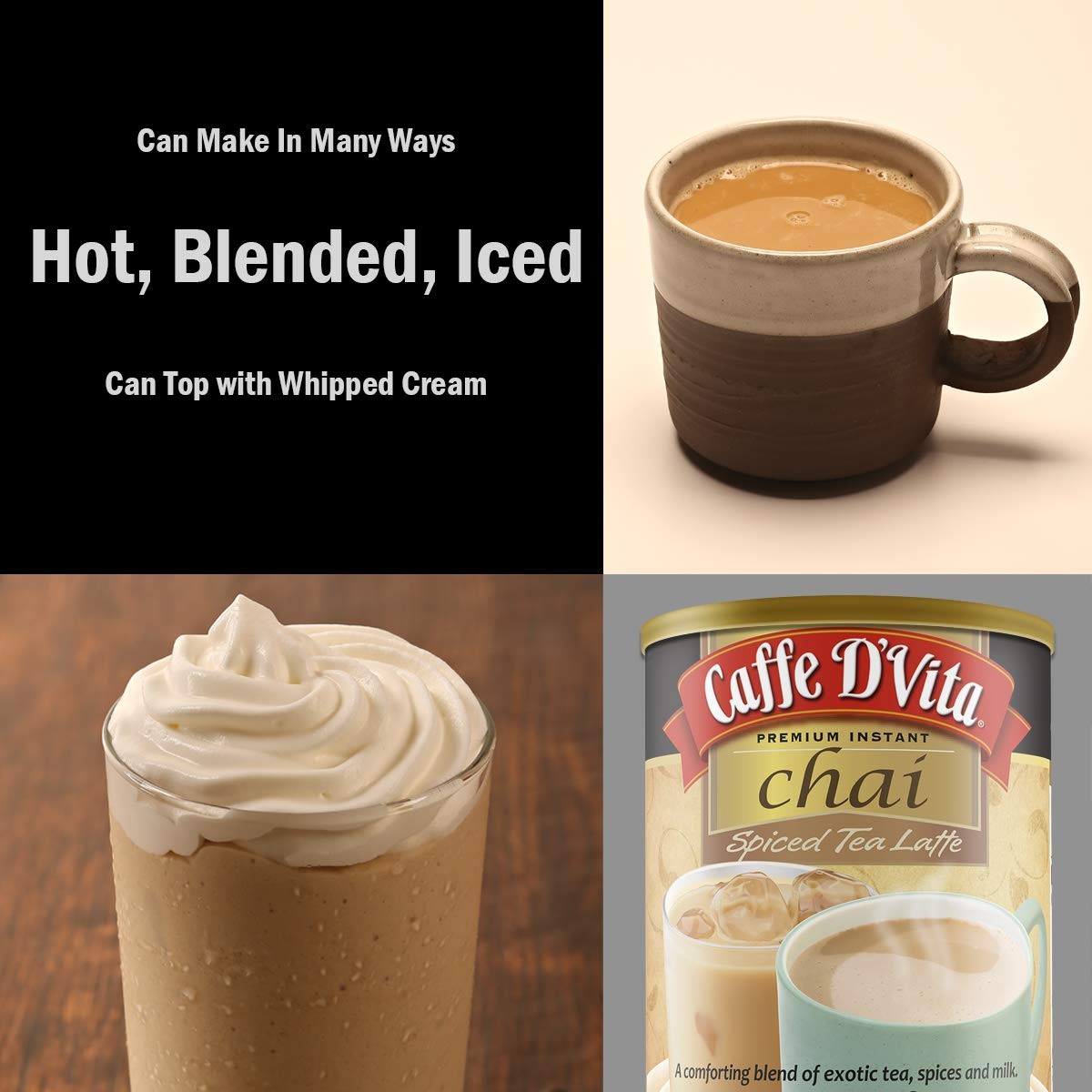 Caffe D’Vita Spiced Chai Latte Mix – Chai Tea Latte Powder Mix, Gluten Free,