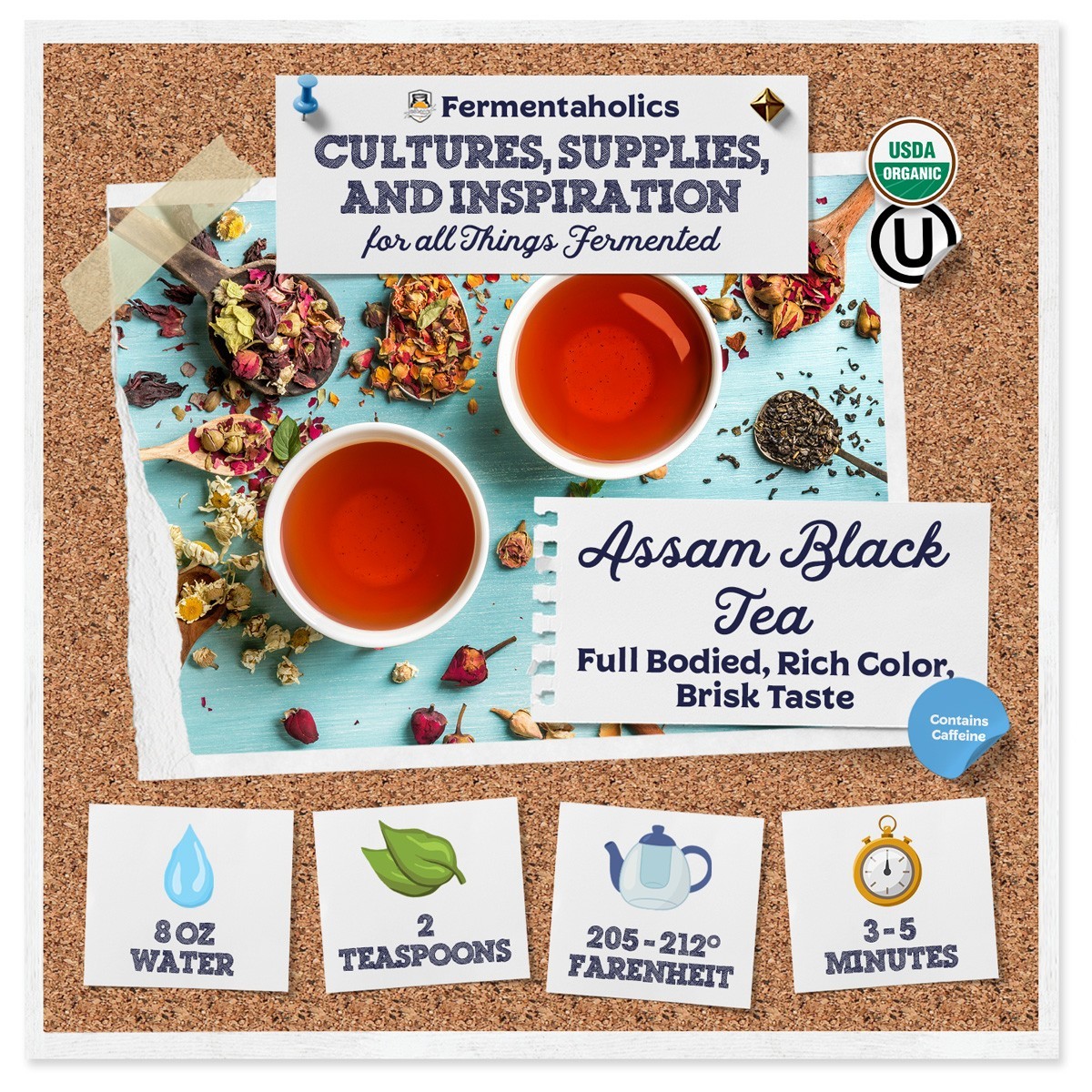 Fermentaholics Assam Black Tea Organic Loose Leaf Tea 4 oz Package